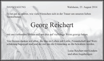Traueranzeige von Georg Reichert von Schwäbische Post