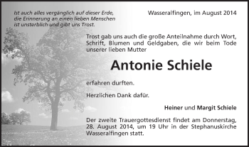 Traueranzeige von Antonie Schiele von Schwäbische Post