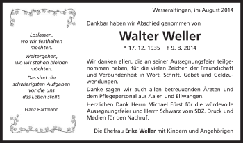 Traueranzeige von Walter Weller von OstalbTrauer