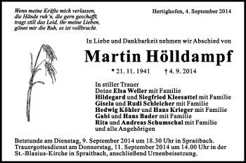 Traueranzeige von Martin Hölldampf von Gmünder Tagespost