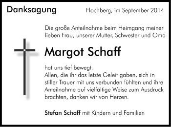 Traueranzeige von Margot Schaff von Schwäbische Post