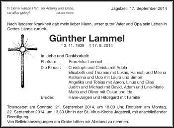 Traueranzeige von Günther Lammel von Schwäbische Post