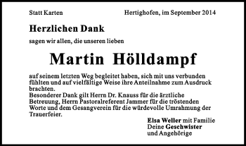 Traueranzeige von Martin Hölldampf von Gmünder Tagespost