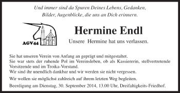 Traueranzeige von Hermine Endl von Gmünder Tagespost