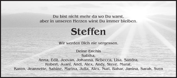 Traueranzeige von Steffen  von Schwäbische Post