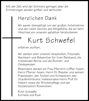 Traueranzeige von Kurt Schwefel von Gmünder Tagespost