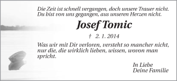 Traueranzeige von Josef Tomic von Schwäbische Post