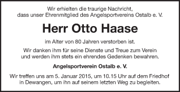 Traueranzeige von Otto Haase von Schwäbische Post