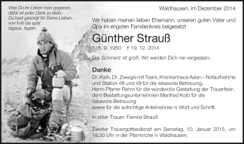 Traueranzeige von Günther Strauß von Schwäbische Post
