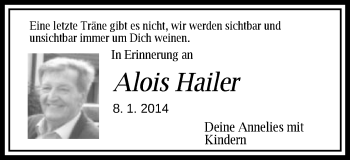 Traueranzeige von Alois Hailer von Schwäbische Post