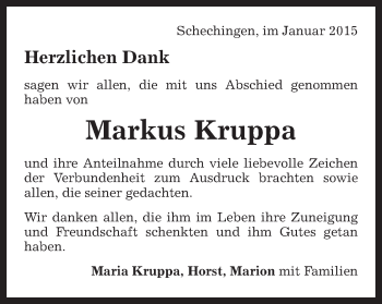 Traueranzeige von Markus Kruppa von Schwäbische Post