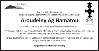 Traueranzeige von Aroudeiny Ag Hamatou von Gmünder Tagespost