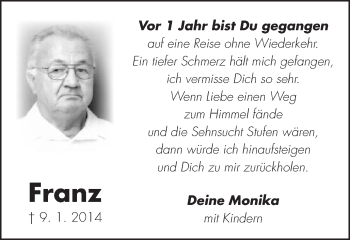 Traueranzeige von Franz May von Schwäbische Post