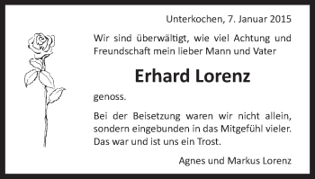 Traueranzeige von Erhard Lorenz von Schwäbische Post