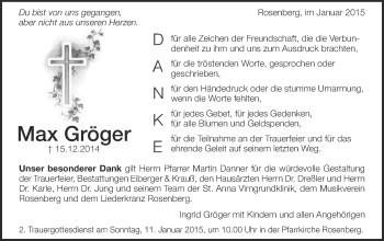 Traueranzeige von Max Gröger von Schwäbische Post