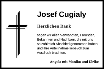 Traueranzeige von Josef Cugialy von Schwäbische Post