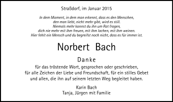 Traueranzeige von Norbert Bach von Gmünder Tagespost
