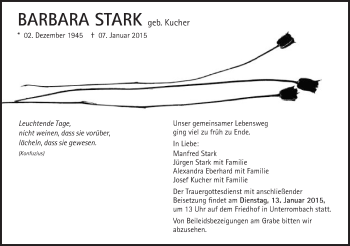 Traueranzeige von Barbara Stark von Schwäbische Post
