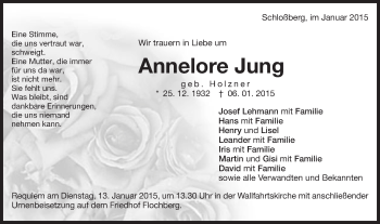 Traueranzeige von Annelore Jung von Schwäbische Post