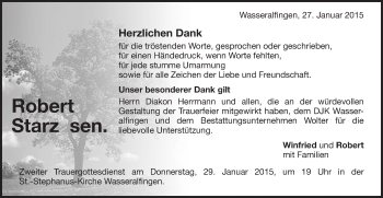 Traueranzeige von Robert Starz von Schwäbische Post