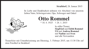 Traueranzeige von Otto Rommel von Gmünder Tagespost