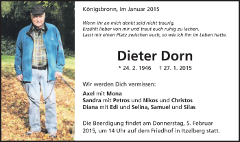 Traueranzeige von Dieter Dorn von Schwäbische Post