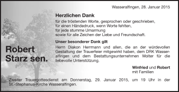 Traueranzeige von Robert Starz von Schwäbische Post