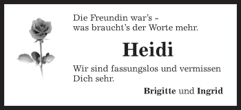 Traueranzeige von Heidi Grudenik von Gmünder Tagespost