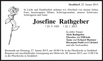 Traueranzeige von Josefine Rathgeber von Gmünder Tagespost