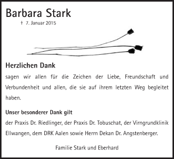 Traueranzeige von Barbara Stark von Schwäbische Post