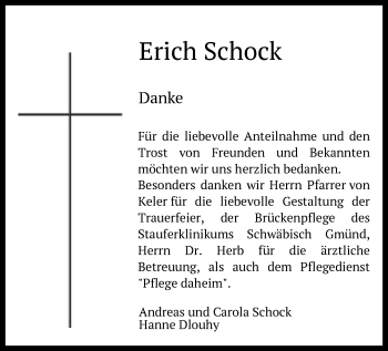 Traueranzeige von Erich Schock von Gmünder Tagespost