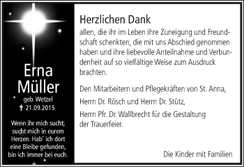 Traueranzeige von Erna Müller von Gmünder Tagespost