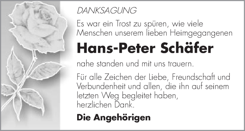  Traueranzeige für Hans-Peter Schäfer vom 31.10.2015 aus Gmünder Tagespost