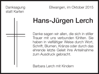 Traueranzeige von Hans-Jürgen Lerch von Schwäbische Post