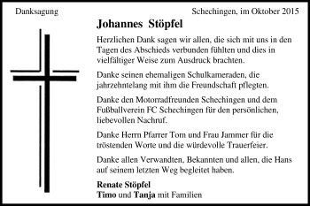 Traueranzeige von Johannes Stöpfel