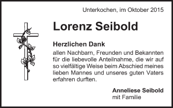 Traueranzeige von Lorenz Seibold von Schwäbische Post