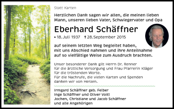 Traueranzeige von Eberhard Schäffner von Schwäbische Post