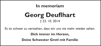Traueranzeige von Georg Deuflhart von Schwäbische Post