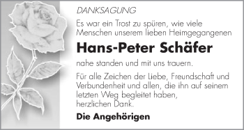 Traueranzeige von Hans-Peter Schäfer von Gmünder Tagespost