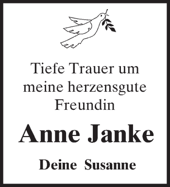 Traueranzeige von Anne Janke von Gmünder Tagespost
