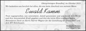 Traueranzeige von Ewald Kamm von Gmünder Tagespost