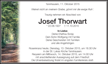 Traueranzeige von Josef Thorwart von Schwäbische Post