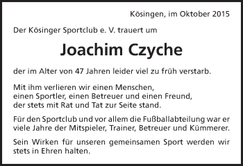 Traueranzeige von Joachim Czyche von Schwäbische Post