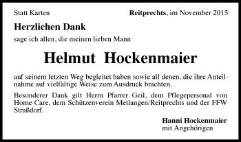 Traueranzeige von Helomut Hockenmaier von Gmünder Tagespost