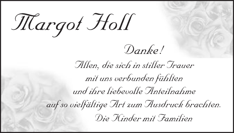  Traueranzeige für Margot Holl vom 07.11.2015 aus Schwäbische Post