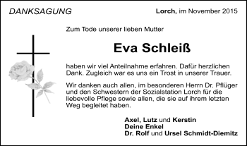 Traueranzeige von Eva Schleiß von Gmünder Tagespost