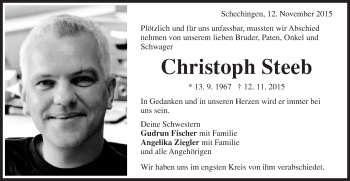 Traueranzeige von Christoph Steeb von Gmünder Tagespost