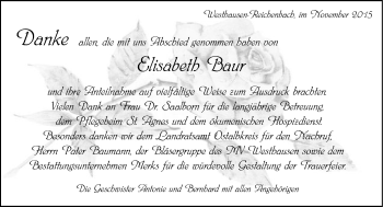 Traueranzeige von Elisabeth Baur von Schwäbische Post