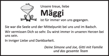 Traueranzeige von Mäggy Hummel von Gmünder Tagespost
