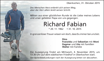Traueranzeige von Richard Fabian von Schwäbische Post